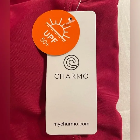 One Piece Zip Front Racerback Swimsuit Red Size L - Picture 6 of 8